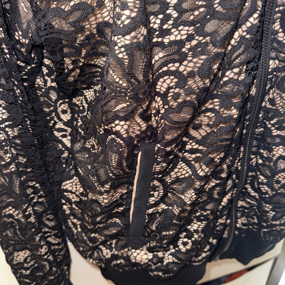 Express Black Lace Bomber Jacket - image 2
